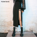 PUNK RAVE spring girls sexypunk series vintage party club black women mesh asymmetrical midi length skirt